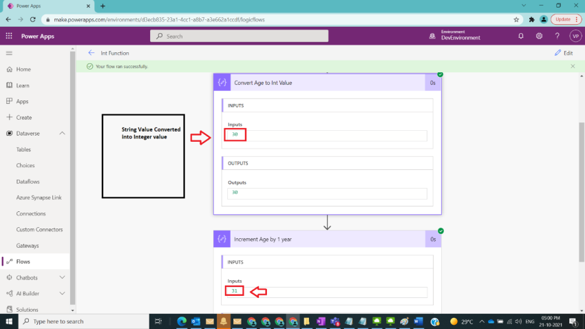 Usage of Int Function in Power Automate